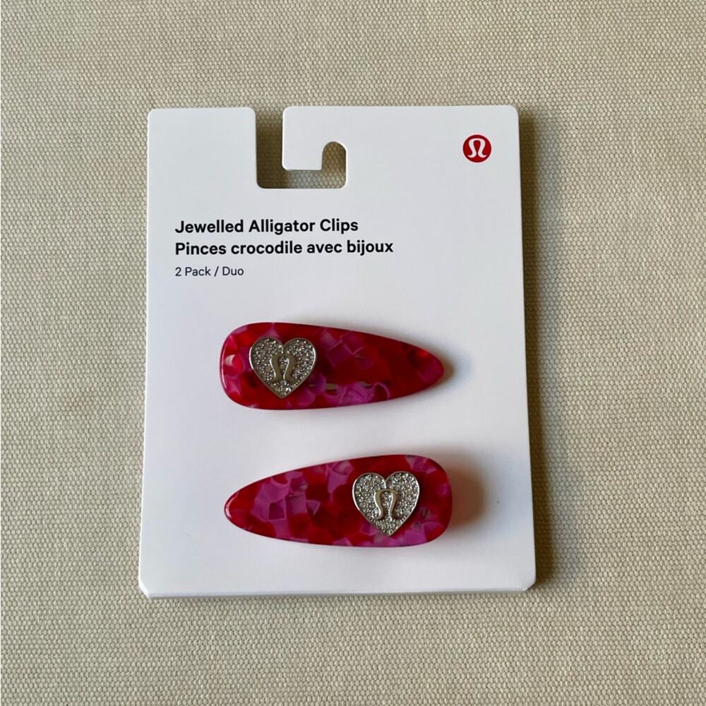 Lululemon Jewelled Alligator Clips *2 Pack - Oxford Red